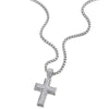 COOLSTEELANDBEYOND Mens Womens Large Steel Two-Layers Cross Pendant Necklace with Cubic Zirconia, 30 inches Wheat Chain - coolsteelandbeyond