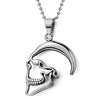 Mens Womens Skull Contour Pendant Necklace Stainless Steel with 30 inches Steel Ball Chain - COOLSTEELANDBEYOND Jewelry