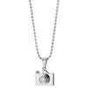 Mens Womens Stainless Steel Camera Pendant Necklace with Cubic Zirconia, 23 inches Ball Chain - COOLSTEELANDBEYOND Jewelry