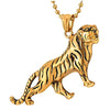 COOLSTEELANDBEYOND Mens Womens Stainless Steel Roaring Tiger Pendant Necklace, Gold Black, 30 inches Ball Chain, Unique - coolsteelandbeyond