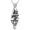 Mens Womens Stainless Steel Vintage Hugging Skull Skeleton Pendant Necklace, 23.6 inches Ball Chain - COOLSTEELANDBEYOND Jewelry