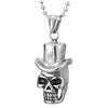COOLSTEELANDBEYOND Mens Womens Steel Punk Rock Cowboy Skull Pendant Necklace with Black Enamel, 23.6 inches Ball Chain - coolsteelandbeyond