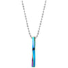 Mens Womens Steel Rainbow Oxidized Twisted Cuboid Bar Pendant Necklace, 23.6 in Ball Chain, Stylish - COOLSTEELANDBEYOND Jewelry