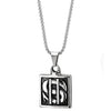Mens Womens Steel Silver Black US Dollar Money Sign Square Medal Pendant Necklace, 30 in Wheat Chain - COOLSTEELANDBEYOND Jewelry