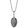 Mens Womens Steel Vintage Feather Angel Wing Pendant Necklace with Black White Enamel Yin-yang - COOLSTEELANDBEYOND Jewelry