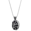 COOLSTEELANDBEYOND Mens Womens Steel Vintage Spider Skull Oval Pendant Necklace, Silver Black, 30 inches Ball Chain - coolsteelandbeyond