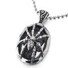 COOLSTEELANDBEYOND Mens Womens Steel Vintage Spider Skull Oval Pendant Necklace, Silver Black, 30 inches Ball Chain - coolsteelandbeyond