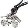 Mens Womens Vintage Cross Bike Bicycle Pendant Necklace with Adjustable Black Leather Cord, Unique - COOLSTEELANDBEYOND Jewelry