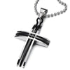 Minimalist Mens Cross Pendant Necklace Stainless Steel Interlocking Design with 23.4 inches Ball Chain - COOLSTEELANDBEYOND Jewelry