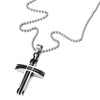 Minimalist Mens Cross Pendant Necklace Stainless Steel Interlocking Design with 23.4 inches Ball Chain - COOLSTEELANDBEYOND Jewelry