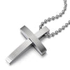 Minimalist Mens Women Cross Pendant Necklace Stainless Steel with 23.6 inches Steel Ball Chain - COOLSTEELANDBEYOND Jewelry