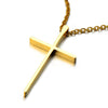 Minimalist Mens Women Small Gold Cross Pendant Necklace Stainless Steel Polished - COOLSTEELANDBEYOND Jewelry
