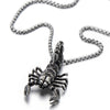 COOLSTEELANDBEYOND New Extra Large Mens Scorpion Pendant Necklace Stainless Steel Gothic Style with 30 in Wheat Chain - coolsteelandbeyond