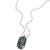 COOLSTEELANDBEYOND Protection Evil Eye Dog Tag Pendant Necklace for Men Women Steel Silver Black with 30 in Ball Chain - coolsteelandbeyond