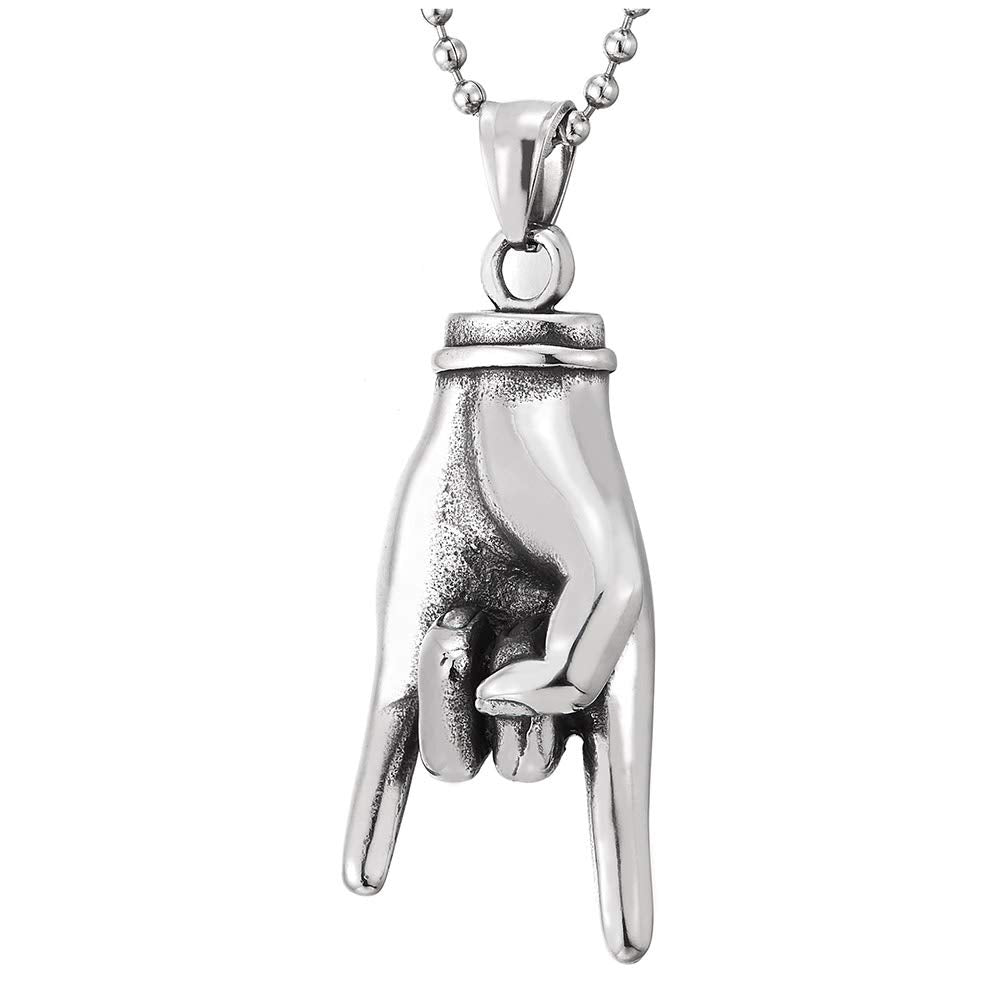 Punk Rock Roll, Steel Mens Womens Hand Pendant Necklace, 30 inches ...