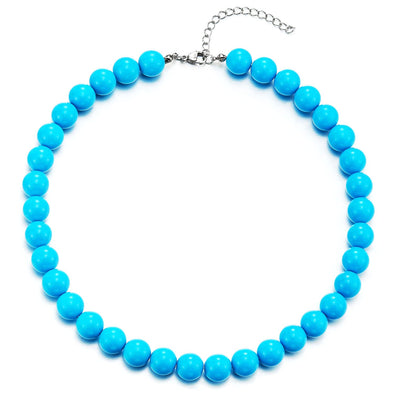 Simple Blue Gem Stone Chocker Collar Statement Necklace Beads Chains, Dress Wedding Banquet Party - COOLSTEELANDBEYOND Jewelry