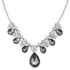 COOLSTEELANDBEYOND Sparkling Grey Teardrop Crystal Rhinestone Cluster Flower Teardrop Choker Collar Statement Necklace - coolsteelandbeyond