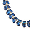 COOLSTEELANDBEYOND Sparkling Oval Rectangle Blue Crystal Charms Pendant, Choker Collar Statement Necklace, Earrings Set - coolsteelandbeyond