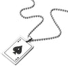 Stainless Steel Ace Card Poker Pendant Necklace for Man Silver Color Polished with 30 in Ball Chain - COOLSTEELANDBEYOND Jewelry
