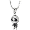 Stainless Steel Alien Pendant Necklace for Men Women, Polished, 23.6 Inches Ball Chain, Cute - COOLSTEELANDBEYOND Jewelry
