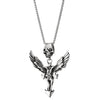 Stainless Steel Angle Wings Skull Pendant Necklace for Men Women Gothic Punk Rock, 30 inch Chain - COOLSTEELANDBEYOND Jewelry