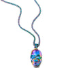 Stainless Steel Colorful Skull Pendant Necklace for Mens Women Polished with 23.6 inches Wheat Chain - COOLSTEELANDBEYOND Jewelry