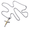 Stainless Steel Crucifix Cross Pendant Necklace for Men and Women with 23.6 Inches Steel Ball Chain - COOLSTEELANDBEYOND Jewelry