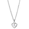 COOLSTEELANDBEYOND Stainless Steel Double Love Hearts Pendant Necklace with Solitaire Cubic Zirconia, 20 in Rope Chain - coolsteelandbeyond