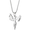 COOLSTEELANDBEYOND Stainless Steel Flat Phoenix Pendant Necklace for Men Women, 23.6 inches Ball Chain, Polished - coolsteelandbeyond