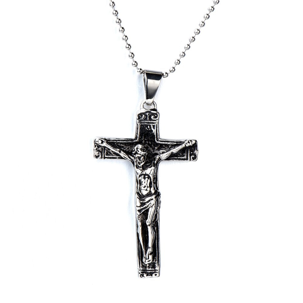 Gothic Crucifix Cross Pendant Necklace for Men and Women, Stainless ...