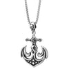 Stainless Steel Men Women Vintage Dotted Wave Anchor Skull Pendant Necklace 30 in Wheat Chain - COOLSTEELANDBEYOND Jewelry