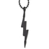 COOLSTEELANDBEYOND Stainless Steel Mens Women Matt Black Lightning Pendant Necklace with 30 inches Ball Chain - coolsteelandbeyond