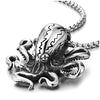 COOLSTEELANDBEYOND Stainless Steel Mens Womens Vintage Octopus Pendant Necklace with 30 inches Wheat Chain - coolsteelandbeyond