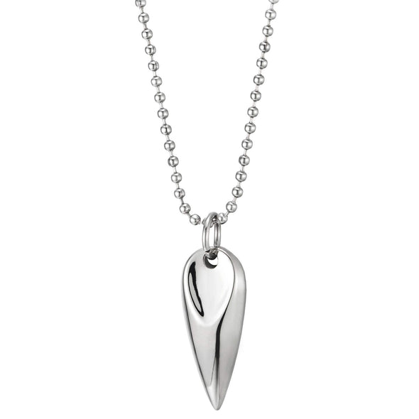 Stainless Steel Spiked Tusk Pendant Necklace for Men Women, 23.6 Inch Ball Chain, Polished