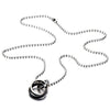 Stainless Steel Stacking Rings Necklace for Men for Lovers Black and Silver with Steel Ball Chain - COOLSTEELANDBEYOND Jewelry