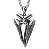 Stainless Steel Textured Arrowhead Shield Pendant Necklace with 30 Inches Steel Wheat Chain - COOLSTEELANDBEYOND Jewelry