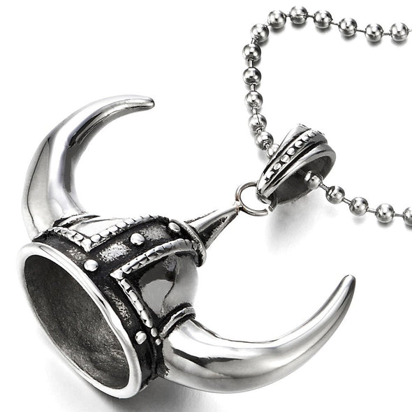 Stainless Steel Viking Helmet Pendant Necklace for Man with 30 inches Ball Chain