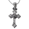 COOLSTEELANDBEYOND Stainless Steel Vintage Crown Lion Head Cross Pendant Necklace for Men Women, 30 inches Ball Chain - coolsteelandbeyond