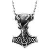 Steel Mens Vintage Thors Hammer Pendant Necklace with Goat Head Irish Celtic Knot, 30 Inches Chain - COOLSTEELANDBEYOND Jewelry