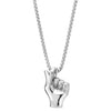 Steel Mens Women Korean I Love You Hand Sign Pendant Necklace with 30 inches Wheat Chain, Polished - COOLSTEELANDBEYOND Jewelry