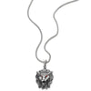 COOLSTEELANDBEYOND Steel Mens Women Vintage Lion Head Pendant Necklace with Red Cubic Zirconia, 30 inches Wheat Chain - coolsteelandbeyond