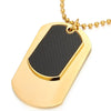 COOLSTEELANDBEYOND Steel Two-Pieces Gold Color Mens Dog Tag Pendant Necklace with Carbon Fiber and 30 inches Ball Chain - coolsteelandbeyond