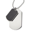 COOLSTEELANDBEYOND Steel Two-Pieces Gold Color Mens Dog Tag Pendant Necklace with Carbon Fiber and 30 inches Ball Chain - coolsteelandbeyond