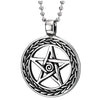 COOLSTEELANDBEYOND Steel Vintage Unisex Spiral Star Pentagram Circle Pendant Necklace with Ear of Wheat, 30 in Chain - coolsteelandbeyond