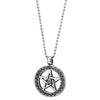 COOLSTEELANDBEYOND Steel Vintage Unisex Spiral Star Pentagram Circle Pendant Necklace with Ear of Wheat, 30 in Chain - coolsteelandbeyond