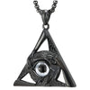 Steel White Evil Eye Protection Hands Black Triangle Pendant Necklace for Men Women 30 in Wheat Chain - COOLSTEELANDBEYOND Jewelry
