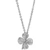COOLSTEELANDBEYOND Stripe Grooved Four-Leaf Clover Pendant Necklace for Womens, Stainless Steel, 20 inches Rope Chain - coolsteelandbeyond