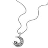 COOLSTEELANDBEYOND Tribal, Steel Vintage Crescent Moon Star Pendant Necklace Cubic Zirconia, 30 inches Wheat Chain - coolsteelandbeyond