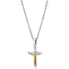 Two-Layer Small Stainless Steel Small Jesus Christ Crucifix Cross Pendant Necklace for Men Women - COOLSTEELANDBEYOND Jewelry
