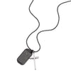 COOLSTEELANDBEYOND Two-Pieces Mens Bible Cross Dog Tag Pendant Necklace Stainless Steel Silver Black - coolsteelandbeyond